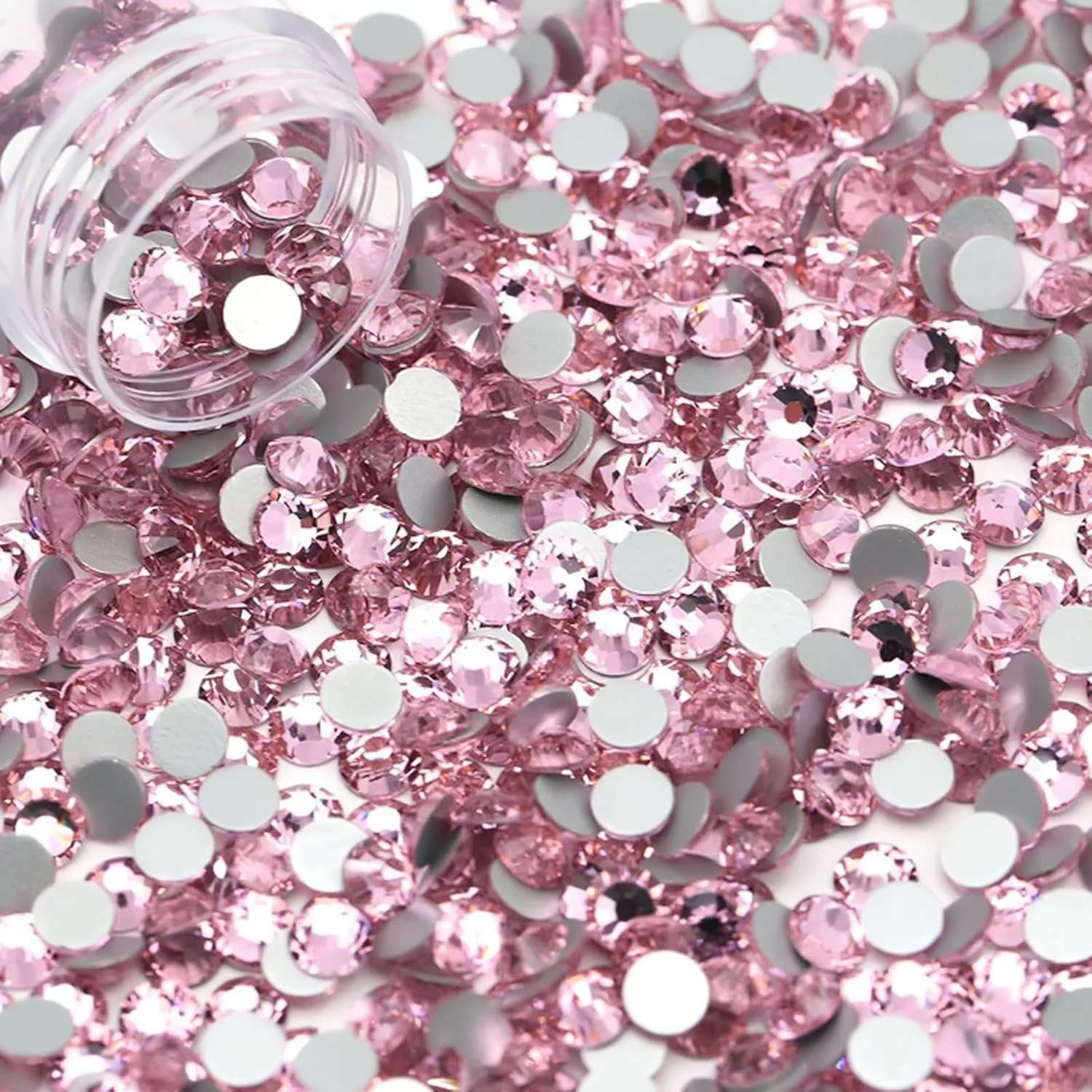 Hellrosa silberne Flatback-Harz-Strass-Steine 2mm 3mm 4mm 5mm 6mm – Kunststeinperlen für Bastelarbeiten, DIY, Nagelkunst, Charms, Zubehör, lose Steine – Detail 3