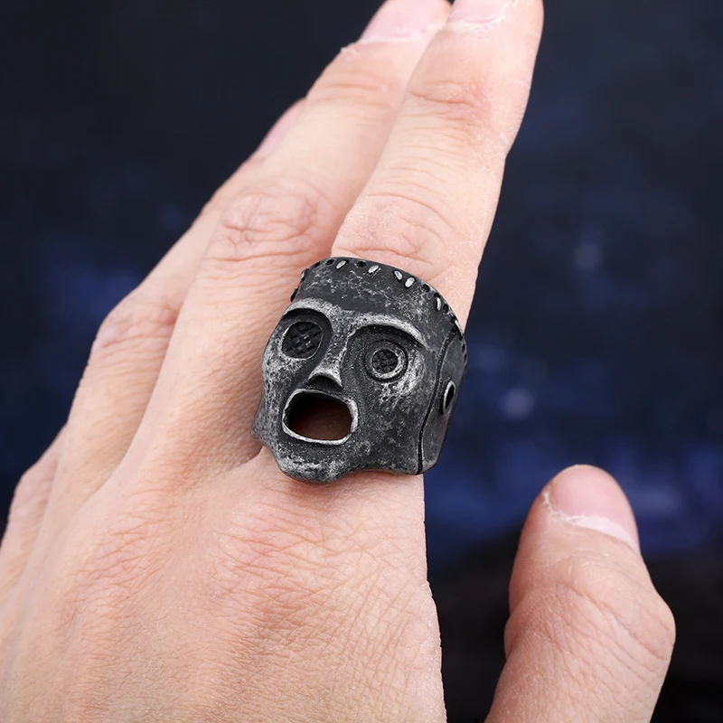 Wholesale Price Retro 316L Stainless Steel Rings Punk Rock Exaggerated Steampunk Skull Ring Gothic Fashion Jewelry