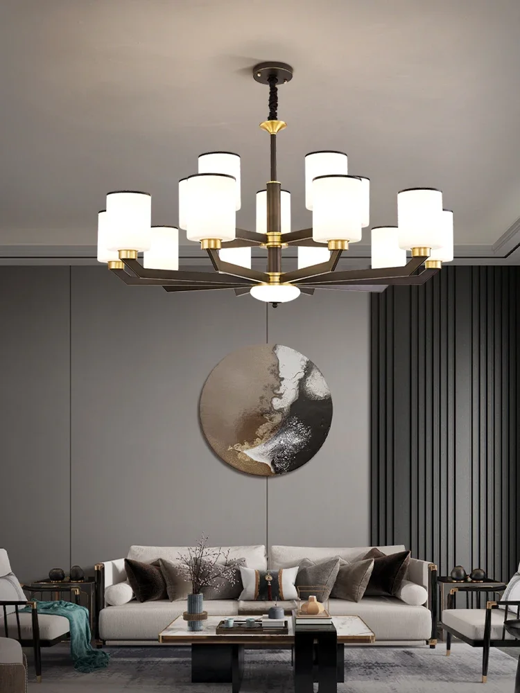 All copper new Chinese style chandelier, living room main lamp, classical Zen style, Chinese style, modern and simple home