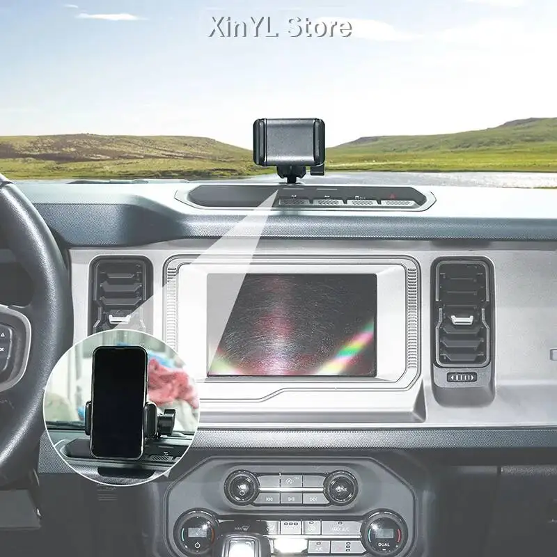 

Car Center Console Dashboard Phone Holder GPS Stand Mount for Ford Bronco 2021 2022 2023 2024 2025Up Interior Accessories