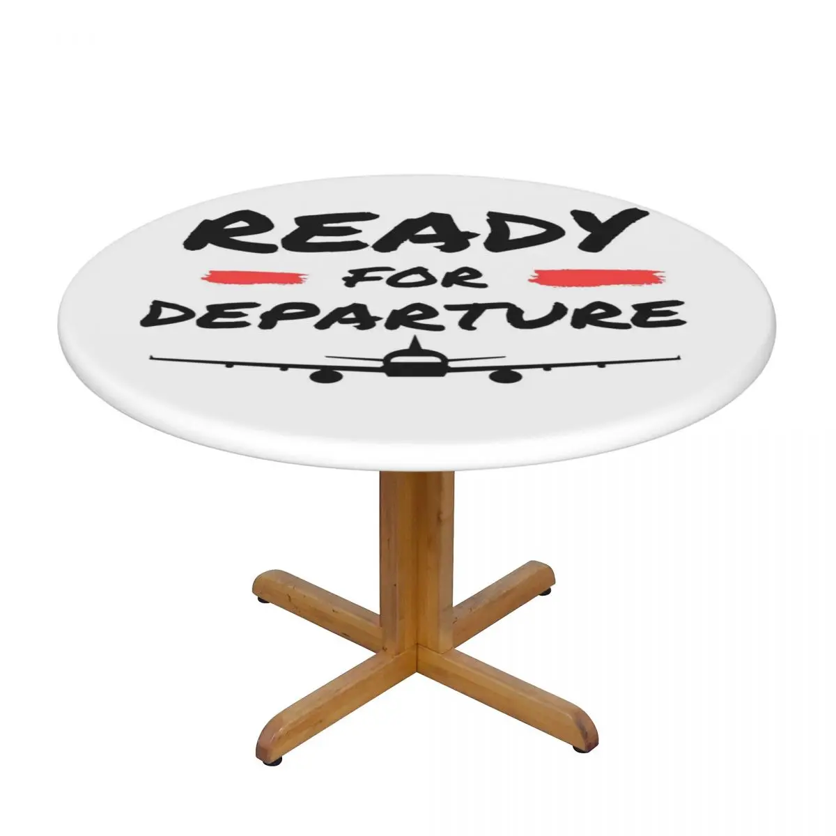 Airplane Aircraft Ready For Departure Waterproof Round Tablecloth Oilproof Table Cloth for Kitchen Events Dining Table Cover