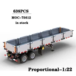 Building Block MOC-75612 Compatible with 37849 42078 Side Opening Flatbed Trailer 638PCS Children's Birthday Gift Christmas Toy
