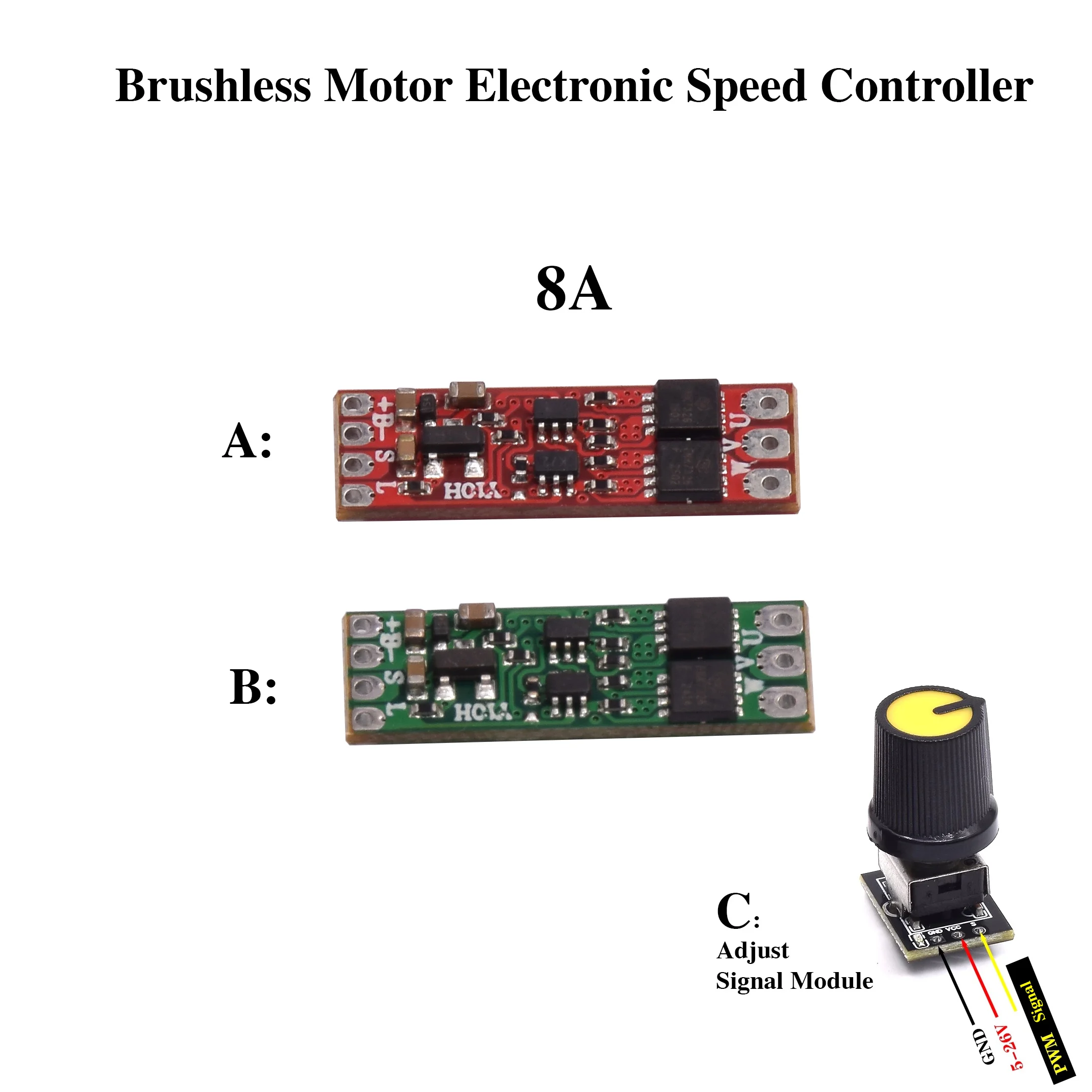 2S-3S DC 7.4V-11.1V 8A Mini BLDC Brushless Motor Driver Board Electric Regulator Drive For 1104 1106 1306 1407 1503 Motor