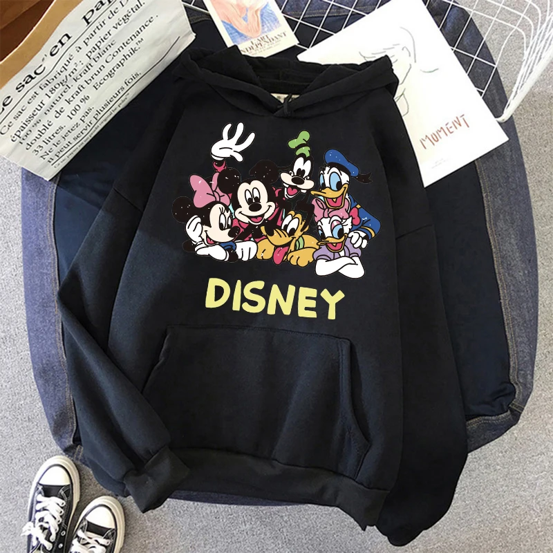 2024 Minnie Disney Hoodie Crop Top Mickey Mouse Women Hoodies  Sweatshirt Kids Boys Girls Harajuku Streetwear Clothes