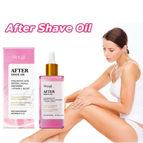 Aceite para después del afeitado, aceite esencial para el cuidado del afeitado del cabello de fresa y vainilla, calmante para mujeres para una piel suave, hidrata, servicio suave