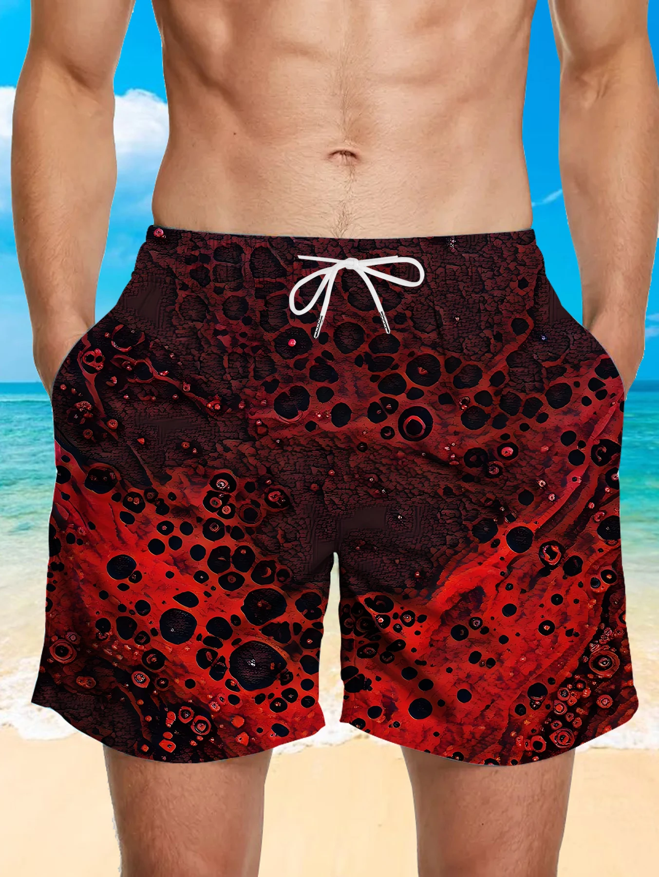

Daily Wear Full Print Shorts Men Digital Printing Anti-wrinkle Polyester Trunks
