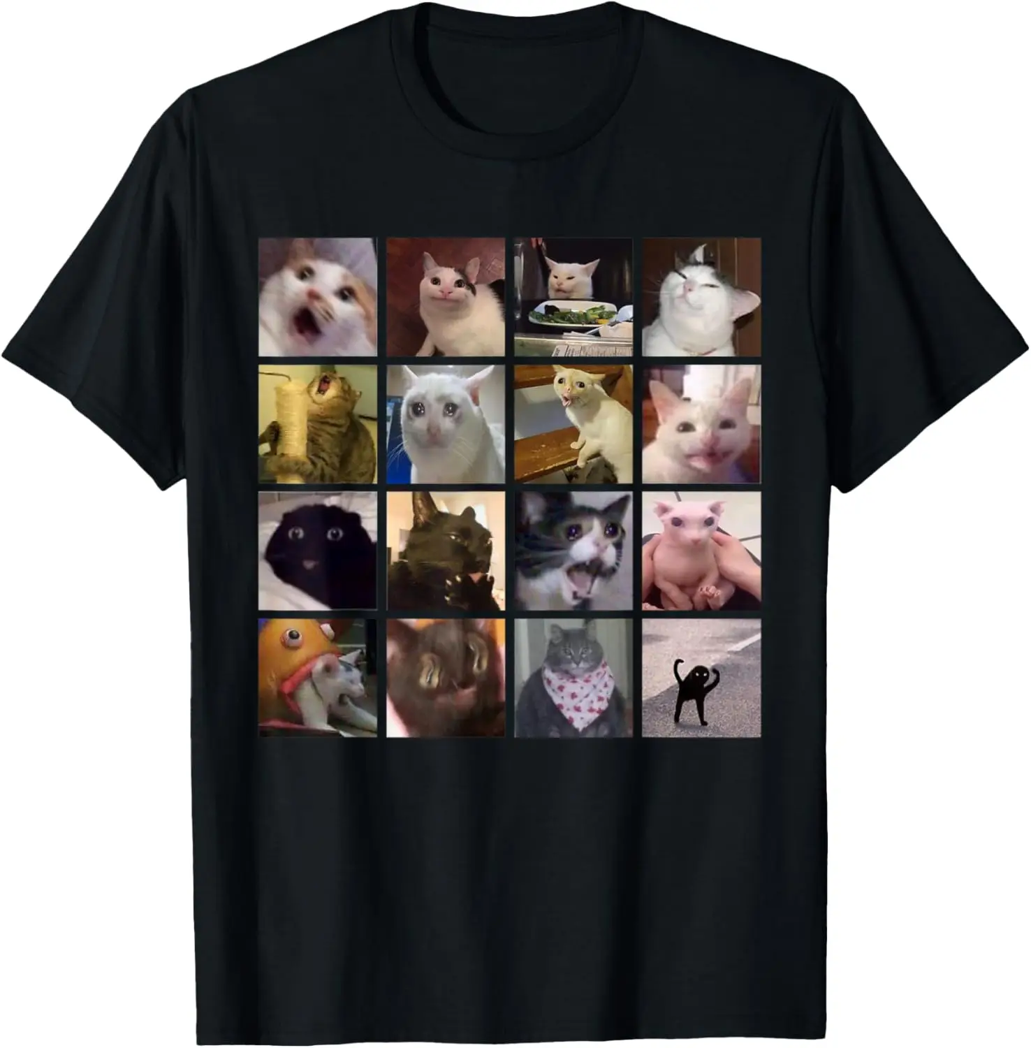 Meme Cats 2.0 T-Shirt 100% Cotton Trendy Y2K Short-Sleeve Tee-Soft, Quick-Drying, Moisture-Wicking; Ideal Sports Casual Wear;