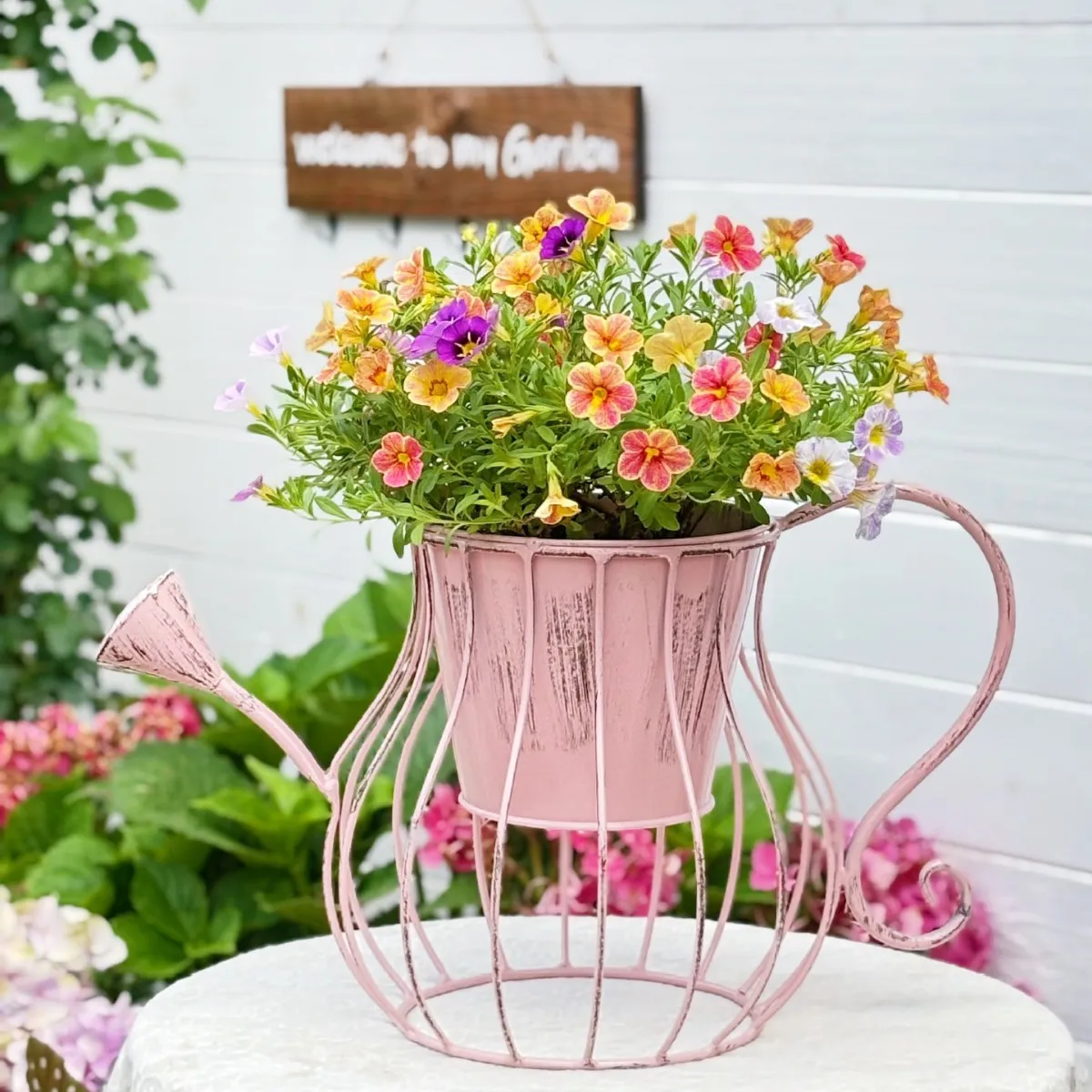 ZML wrought iron bar water bottle flower pot wall hanging pot garden balcony decorative flower
