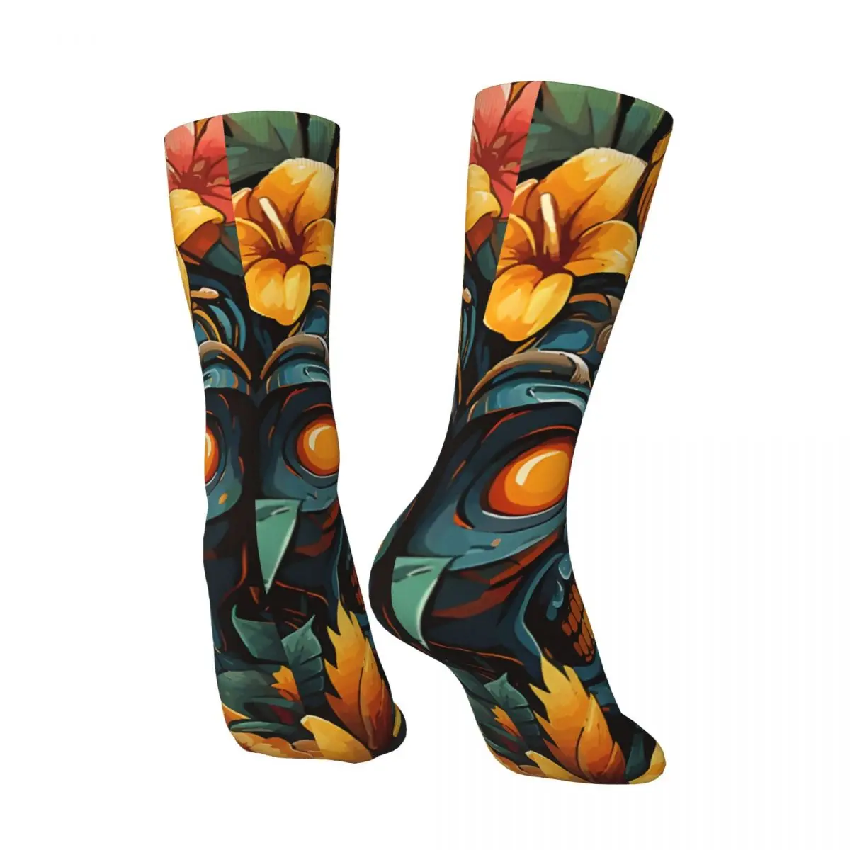 Crazy compression Tropical Vacation Spring Break Sock for Men Vintage Tiki Quality Pattern Crew Sock Novelty