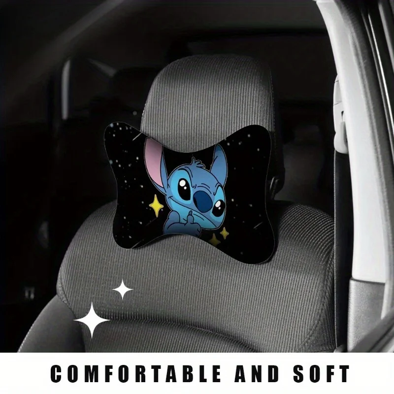 

1Pc Disney Stitch Car Headrest - Comfortable Neck Support for All Seasons, Polyester and Silk Cotton Filling Stitch Car Accessories Seat Cover Car Headrest Cute