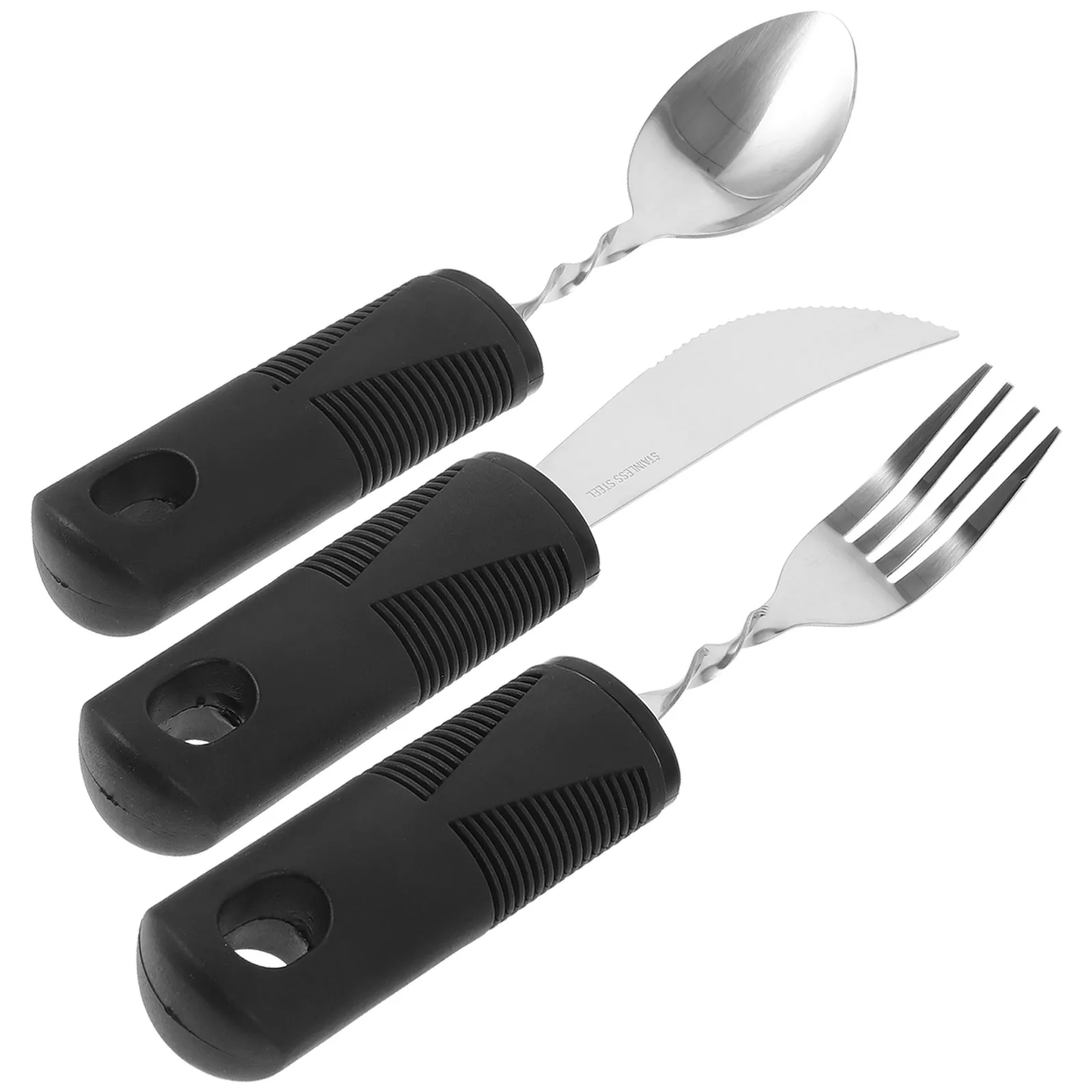 1Set Anti-Shaking Tableware Portable Non-Slip Adaptive Utensils Adult Tableware Elderly Disabled People Easy Grip Cutlery