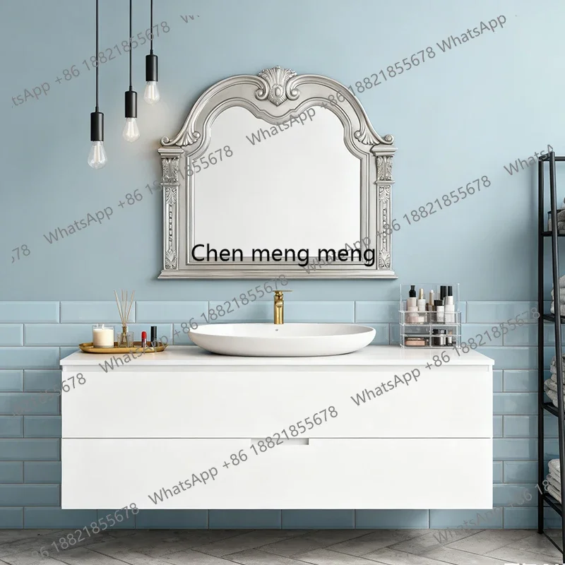 

European-style bathroom wall-mounted bathroom mirror washstand special-shaped carved makeup mirror bedroom French
