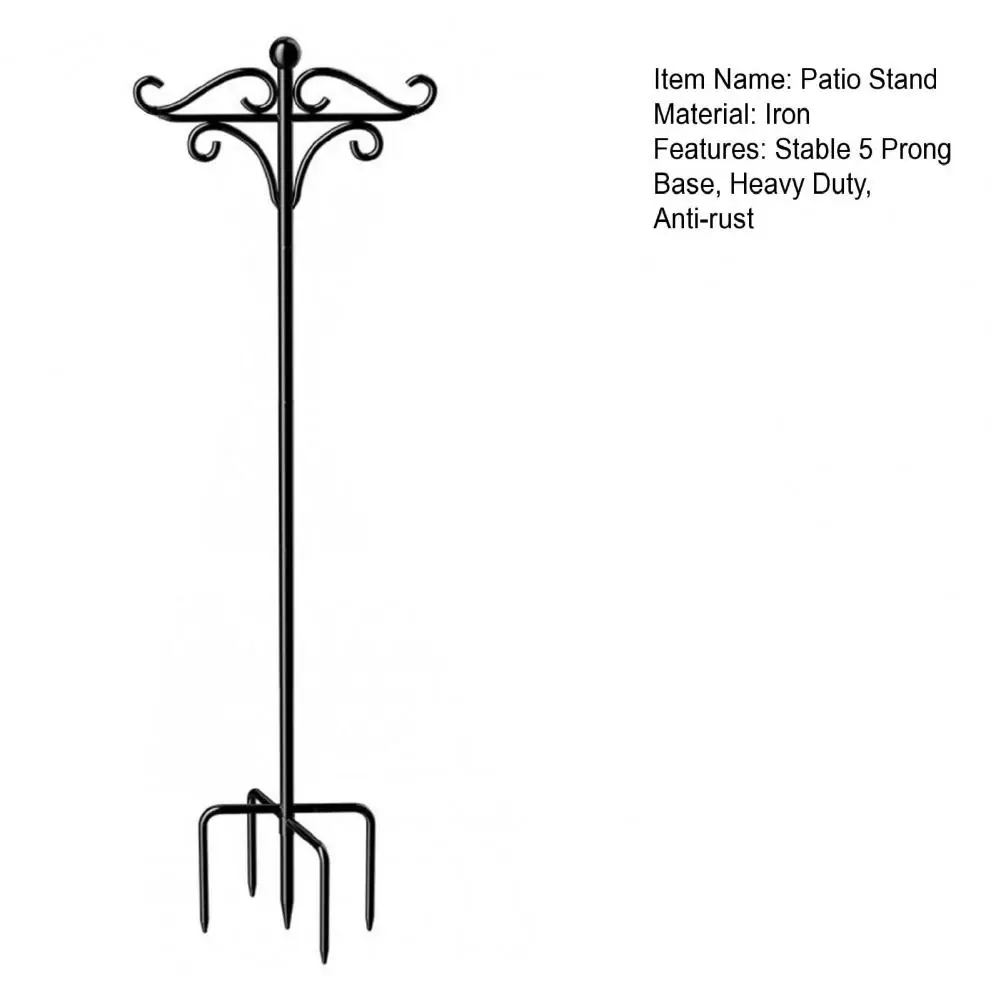 Solar Light Pole Stand Heavy Duty Outdoor Garden Bird Feeder Hook Holder with Stable 5 Prong Base for Flower Plant Baskets Solar