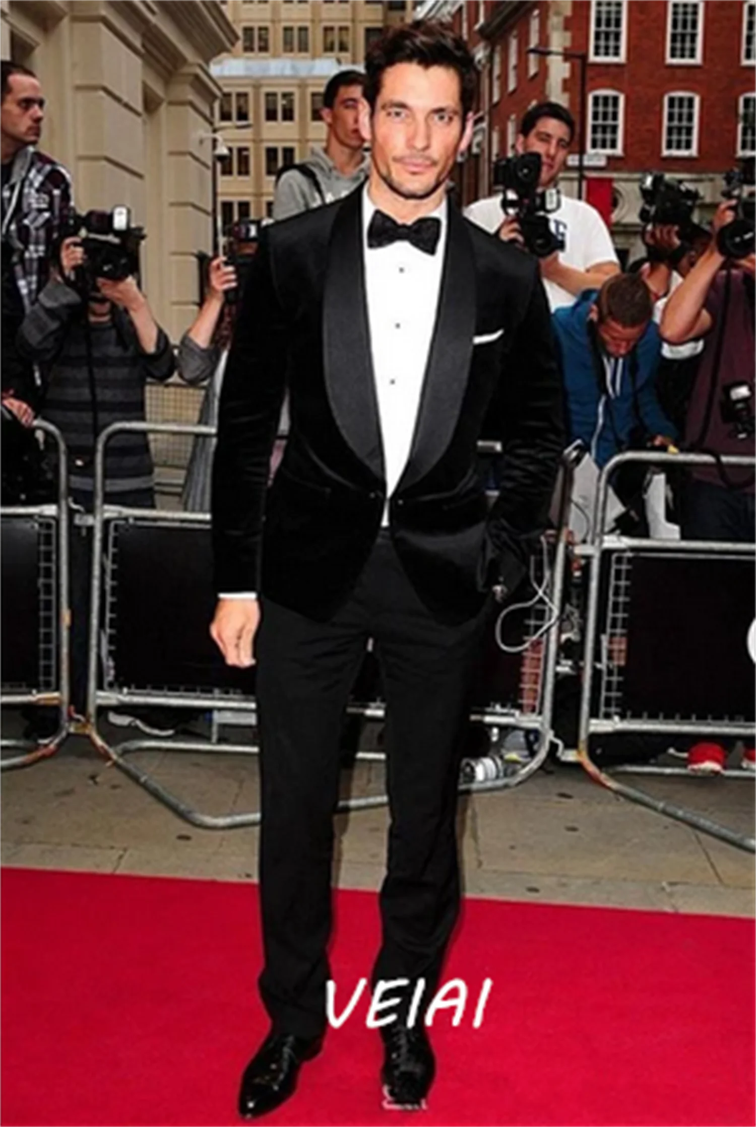 

Тонкий мужской костюм по индивидуальному заказу, костюм Homme, умное повседневное черное бархатное пальто (куртка + брюки), пиджаки для жениха, мужской костюм для свадьбы, выпускного вечера