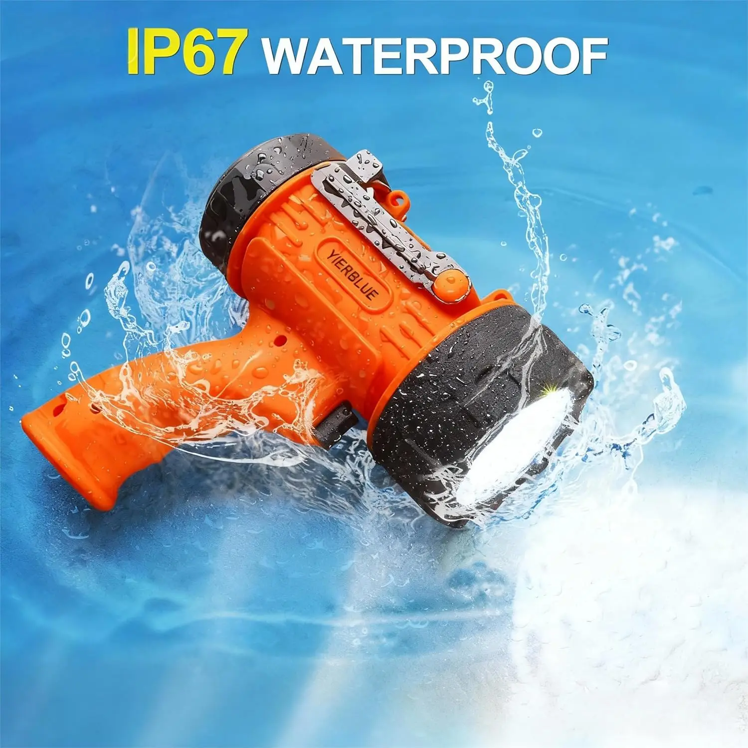 Rechargeable Spotlight, 200,000 Lumens LED Flashlight, IP67 Waterproof for Boating Camping Hunting