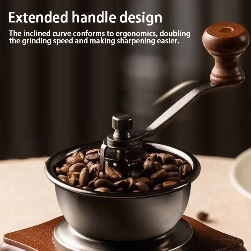 Classic Italian Style Manual Coffee Grinder Hand Crank Mill Adjustable Portable Multipurpose Bean Grinder
