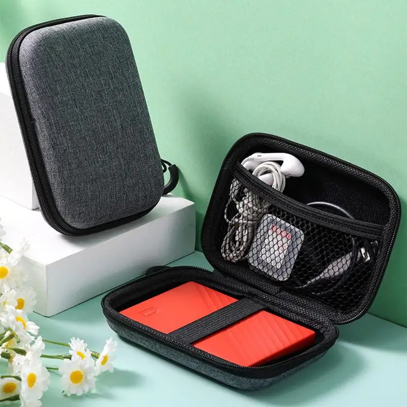 Headphone Case Small Zipper Pouch Earbud Case With Clip Wired Earphone Case Holder Protective Hard Shell Travel Bag Waterproof