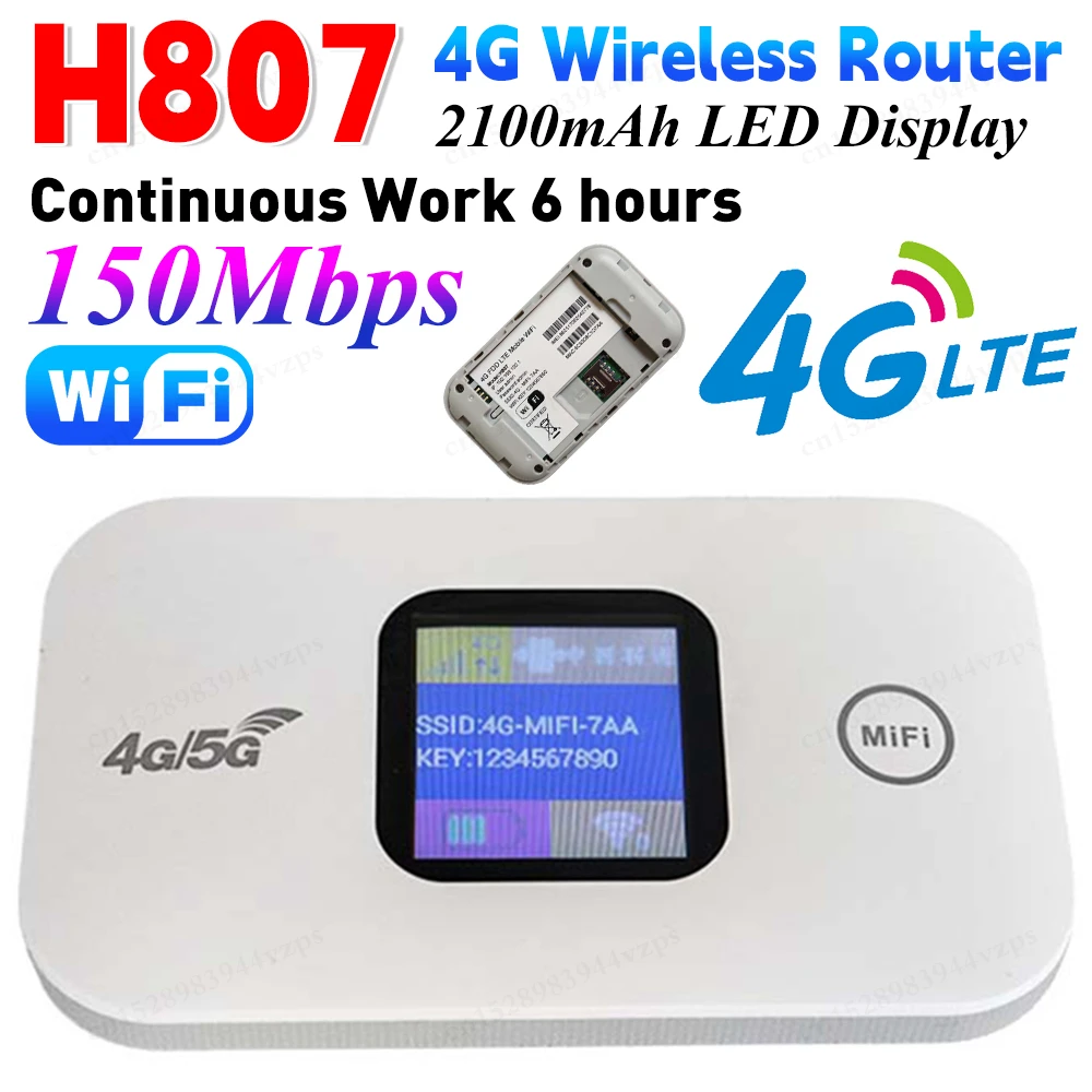 

4G Мобильная точка доступа Wi-Fi Портативный светодиодный дисплей 150 Мбит/с С слотом для SIM-карты Подключение до 10 устройств Портативный Wi-Fi-маршрутизатор для путешествий, кемпинга
