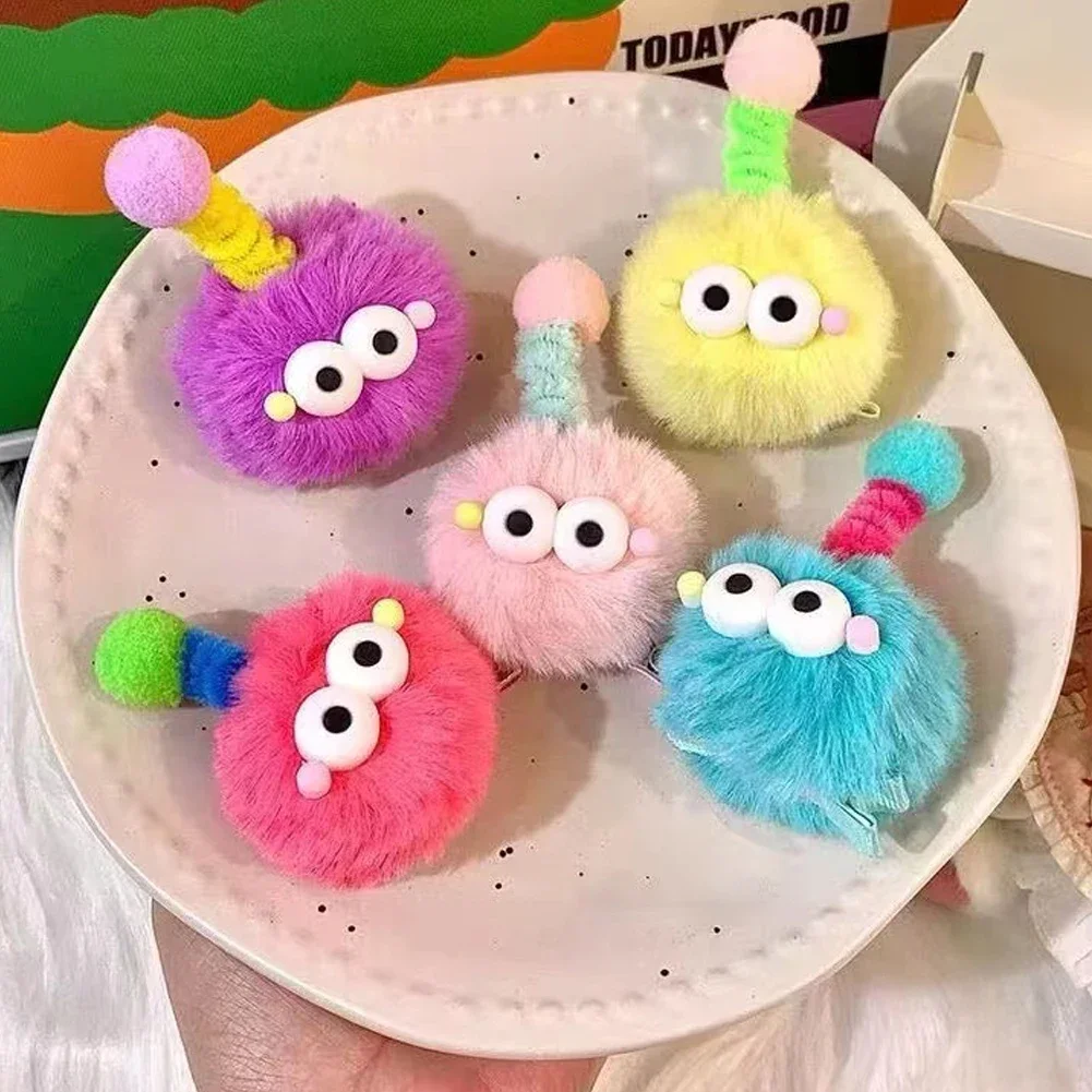 Cartoon Hair Clip Kids Cute Plush Fur Ball Twisting Stick Childrem Hair Pin Barrette Boys Girls Headwear Baby Hair Accessories