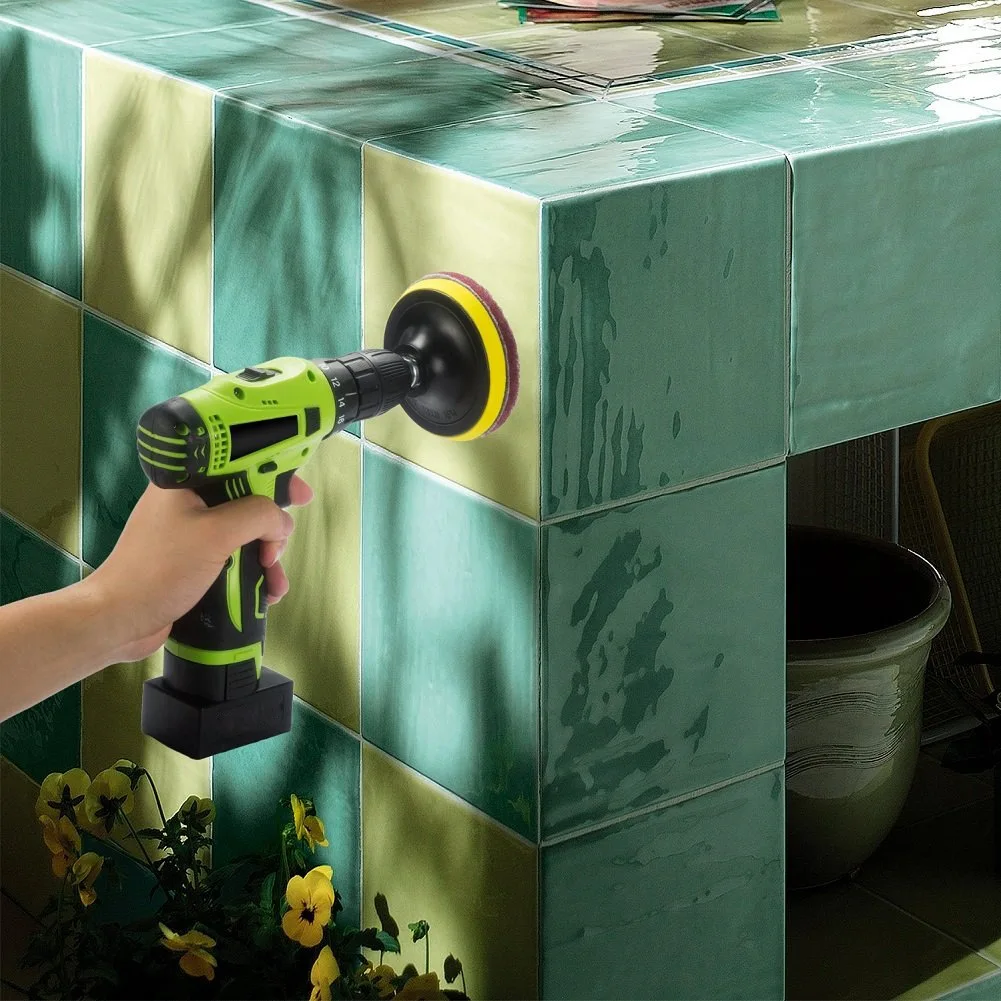 แผ่นขัดกระเบื้องขนาด4นิ้วอุปกรณ์ทำความสะอาดกล้องสว่านไฟฟ้าเครื่องมือทำความสะอาดในครัวเรือนสำหรับงานหนัก (ไม่รวมสว่าน)