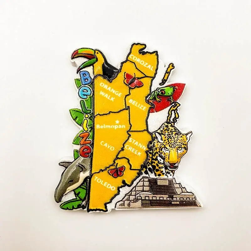 

Belize City Fun Animal Map High-Value Magnetic Fridge Magnet3dThree-dimensional Home Decor Souvenir Gift