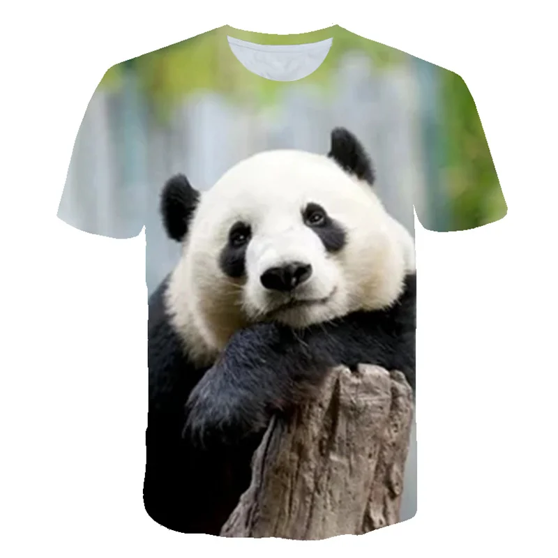 T-shirts kawaii Animal Panda 3d Print Summer Men Women Unisex Streetwear Crew Neck Oversized Casual TShirt Kids Tops Clothing