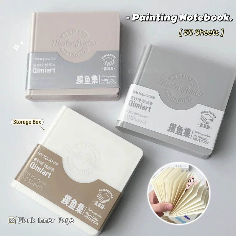 

1PC Mini Blank Inner Page Painting Notebook Creative Tearable Graffiti Sketch Book With Storage Box Thick Paper Art Supplies