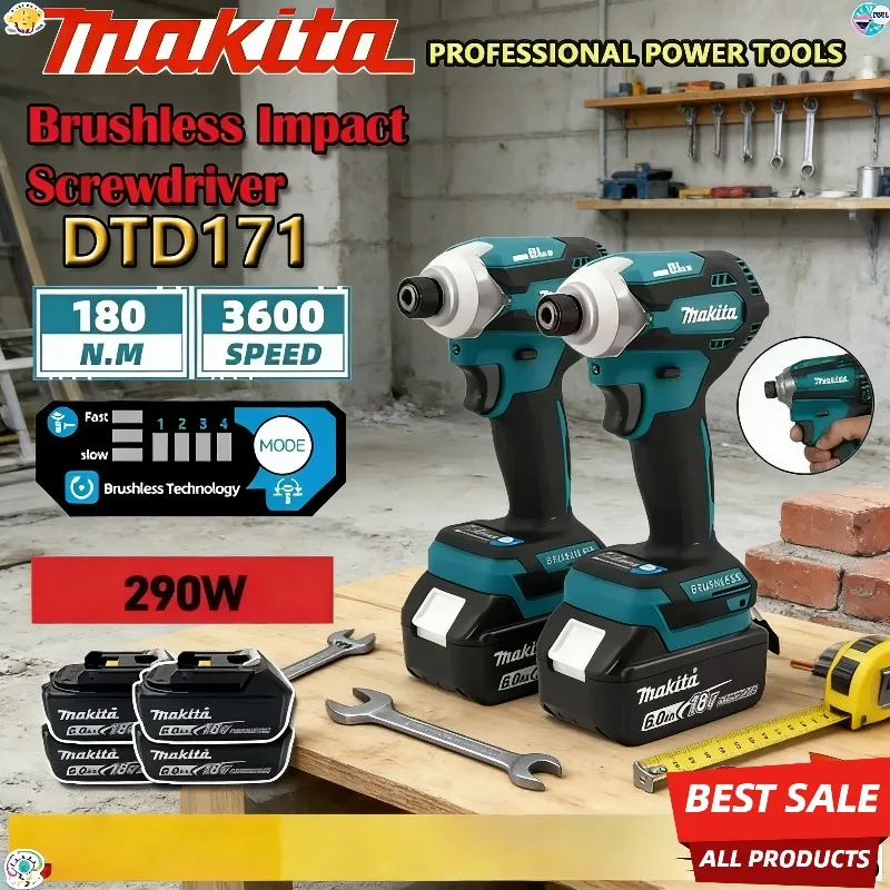 

Ударный шуруповерт Makita DTD171: Беспроводной бесщеточный электроинструмент, светодиодный рабочий фонарь, двигатель 18В, аккумуляторная дрель-шуруповерт, только инструмент (без аккумулятора и зарядного устройства)