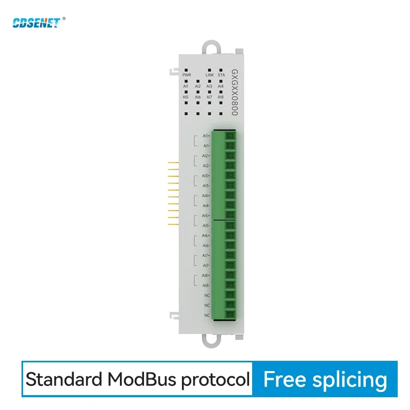 8AI Differential Voltage Remote IO Expansion Module RS485 Ethernet CDSENET GXGXX0800 Modbus DC 9-36V Work only with Host