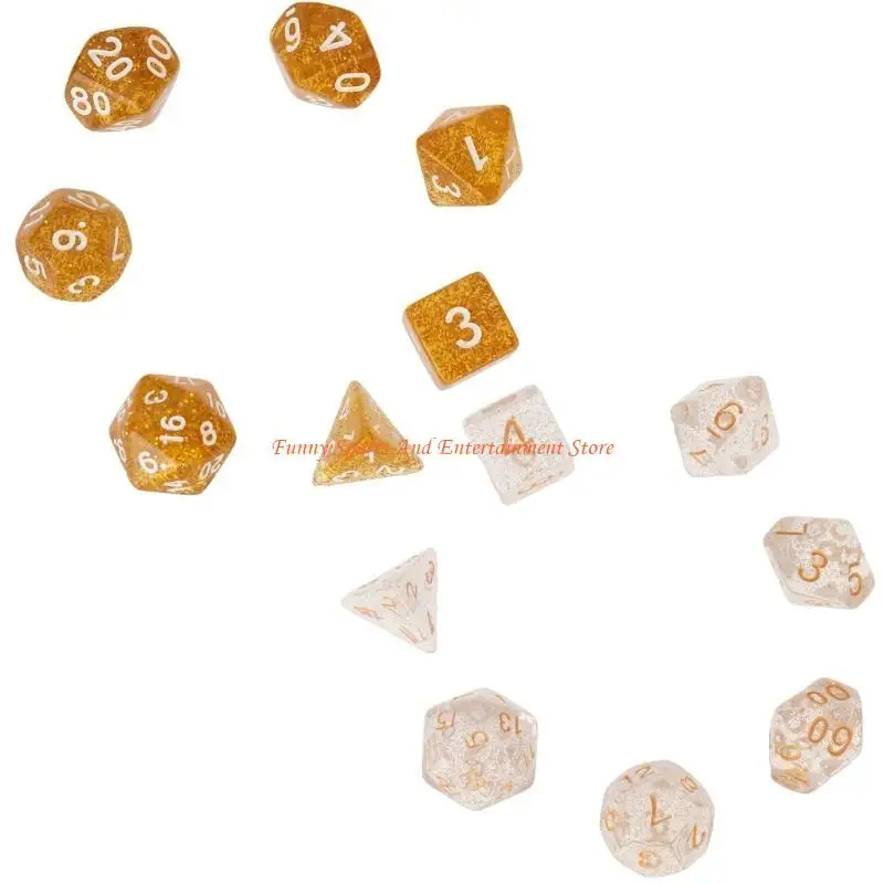 

C4DE 14Pcs/pack D4 D20 Number Colorful Acrylic Polyhedral Dices Party Family Game Educational Toy Entertainment Dices Set