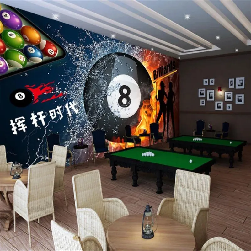 

European and American Style Billiards Image Wallpaper Billiards Room Retro Industrial Decoration Background Wall Paper Mural 3D