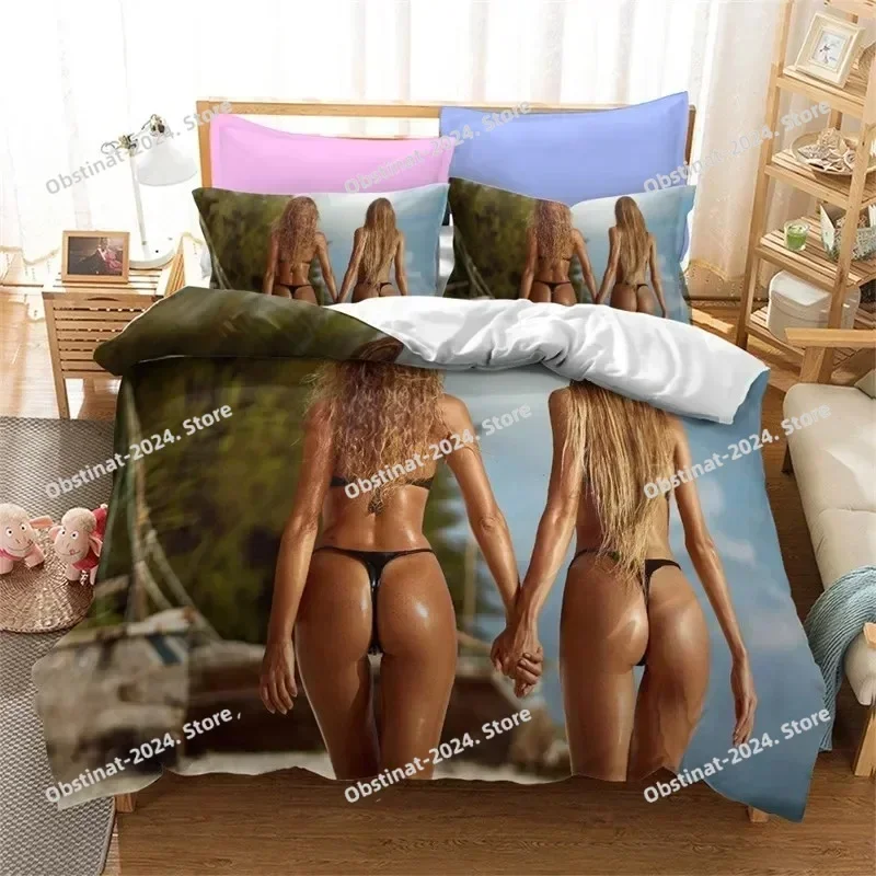 

2025 Car King Duvet Cover Sexy Buttocks Girl Bedding Set Soft Microfiber Bikini Comforter Cover Women Teen Adults Bedroom Decor