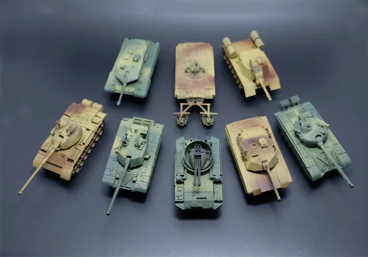 8pcs 1:72 4D Plastic Assemble Tank 1st Generation World War II Model Puzzle Assembling Military Sand Table Toys For Children