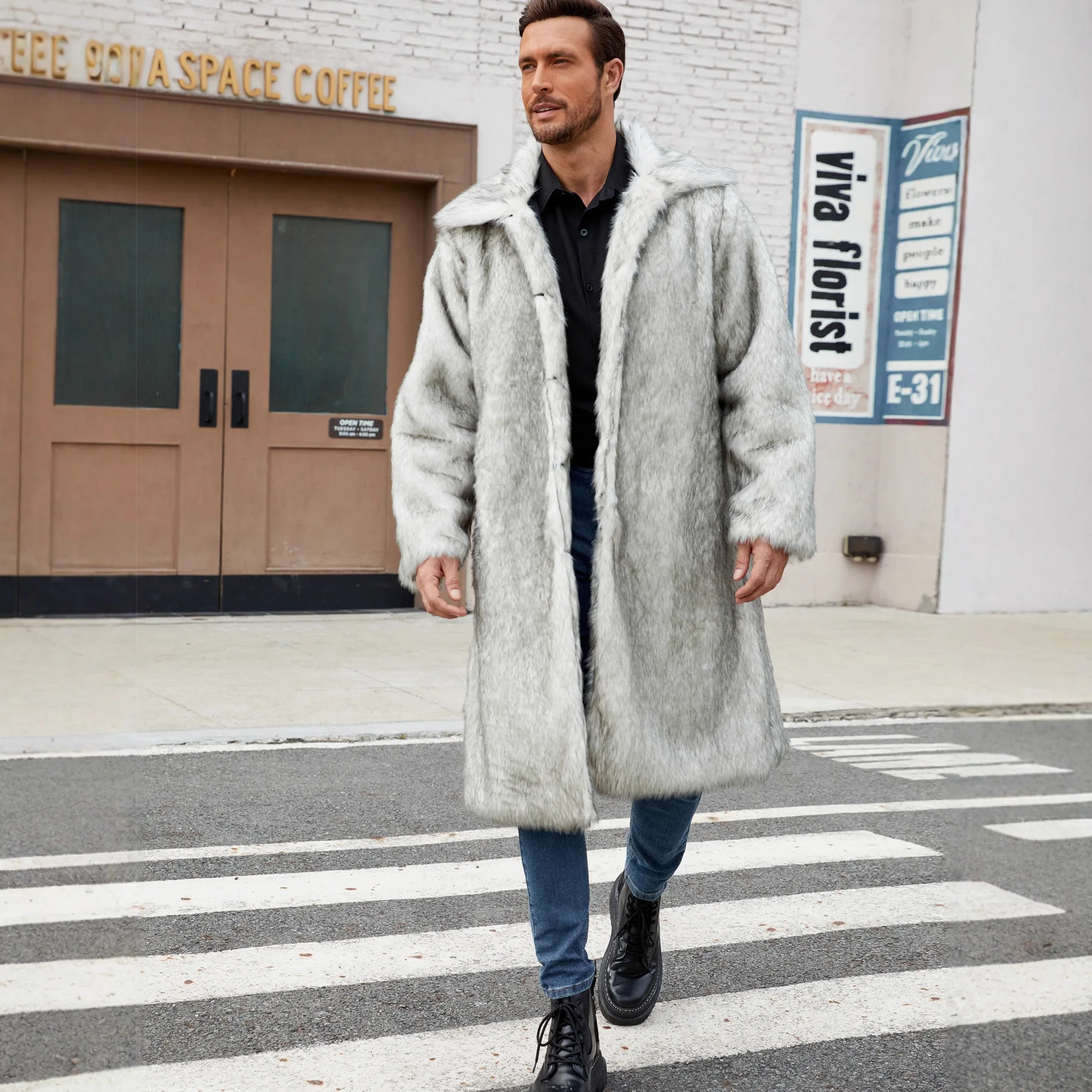 

Мужское длинное пальто из искусственного меха 2026 года, однотонное, с длинными рукавами, теплое, толстое, кардиган, прямой крой, повседневное, для осени и зимы