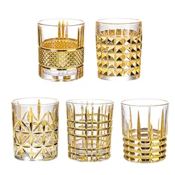 Tyrant gold whiskey glasses, hand-painted colored glasses, creative painted water glasses, bar spirits, foreign wine glasses