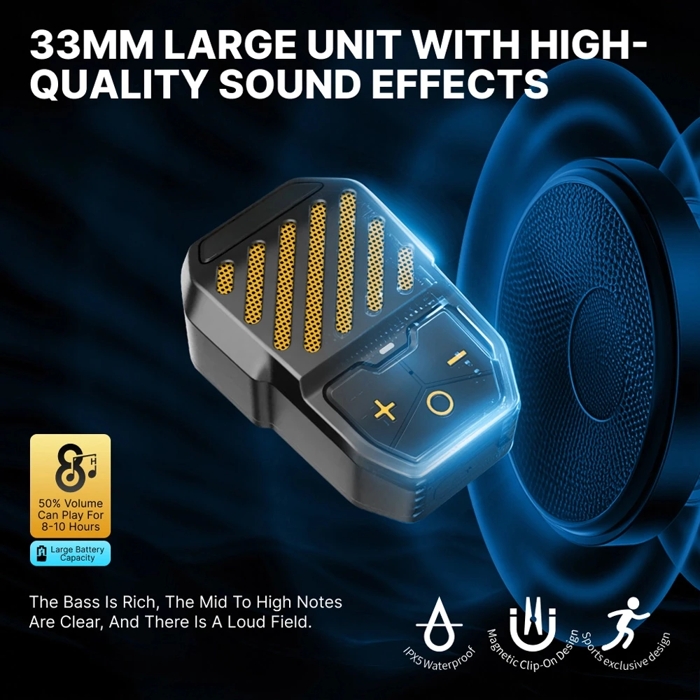 

Носимый Bluetooth-динамик, магнитный динамик с зажимом, беспроводной BT-микрофонный динамик, спортивный TWS-бумбокс для езды на велосипеде, пешего туризма, спорта