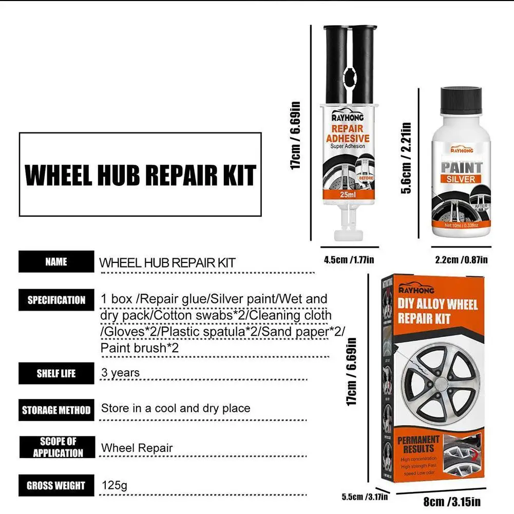 Car Rim Care Wheel Restoration Kit, Pintura para Discos, Arranhões de liga, Removedor de arranhões, Limpar, Motocicleta R5L8