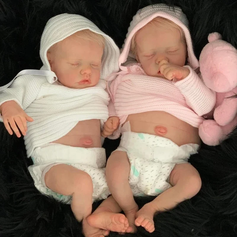 45cm Reborn Doll TwinA B Paint By Hand Real Pictures Lifelike High Quality Panting Rooted Hair Doll Sleeping Baby