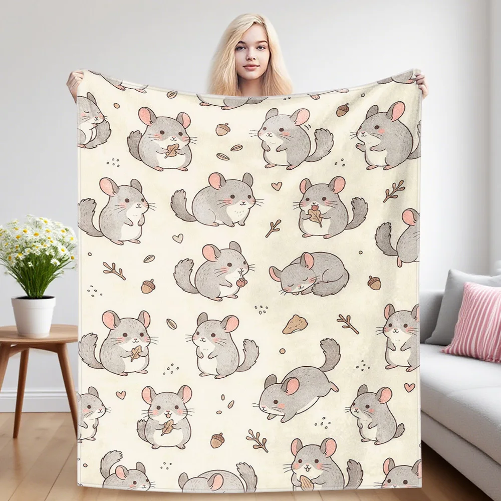 Chinchilla Nap Blanket,Flannel Blanket,Suitable For Sofas,Beds,Cars,Rooms,Offices,Camping,Exquisite Gift Blankets
