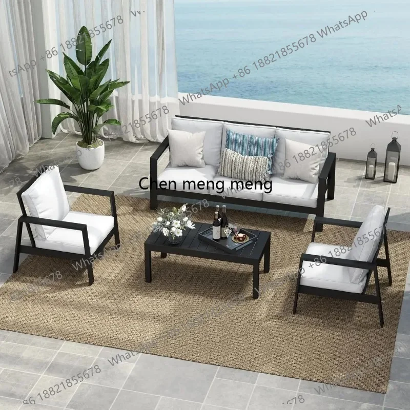 RR Aluminum Outdoor Patio Furniture Set, 5 Seats Water-Resistant Patio Conversation Set, Modern Metal Furniture Set, Customized