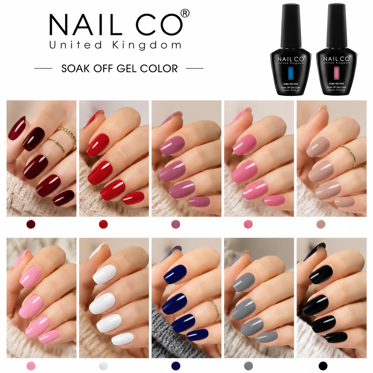 NAILCO 15ml Nail Gel Pure Semi-Permanent Soak Off UV LED Construction Nail Gel Polish Hema TPO Free Gel Varnish Nails Color
