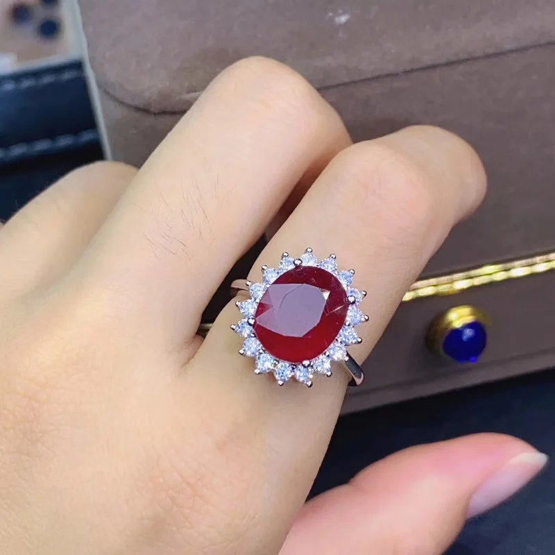 Bague en argent Sterling 925 pour femme, anneau en rubis chauffé 6Ct, 10x12mm, grosse pierre précieuse rouge, bijoux fins classiques simples, cadeaux de fête