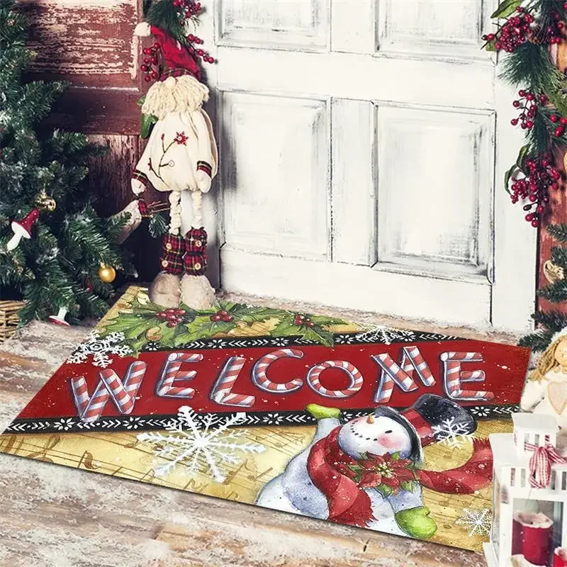 

Merry Christmas Navidad New Year Holiday Decoration Accessories Bathroom Non-silp Door Mat Suitable Livingroom Bedroom Floor Pad