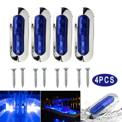 4Pcs Boat Transom Light 12-24V Universal Waterproof Marine Boat Underwater Pontoon Transom Lamp 4 LED Blue Courtesy Lights Kit