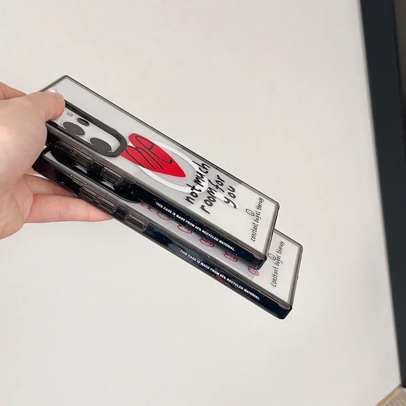 Heart Graffiti Acrylic Black Border Protective Case for Samsung Galaxy S22U S23U S24 Ultra Shell with MagSafe