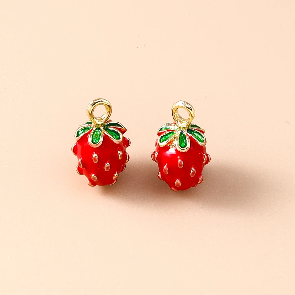 5 Stück Niedliche Gemischte Obst- und Gemüseanhänger: Kirsche, Traube, Mais - Emaille-Charms für DIY Schmuckherstellung, Halsketten und Ohrringe – Detail 9