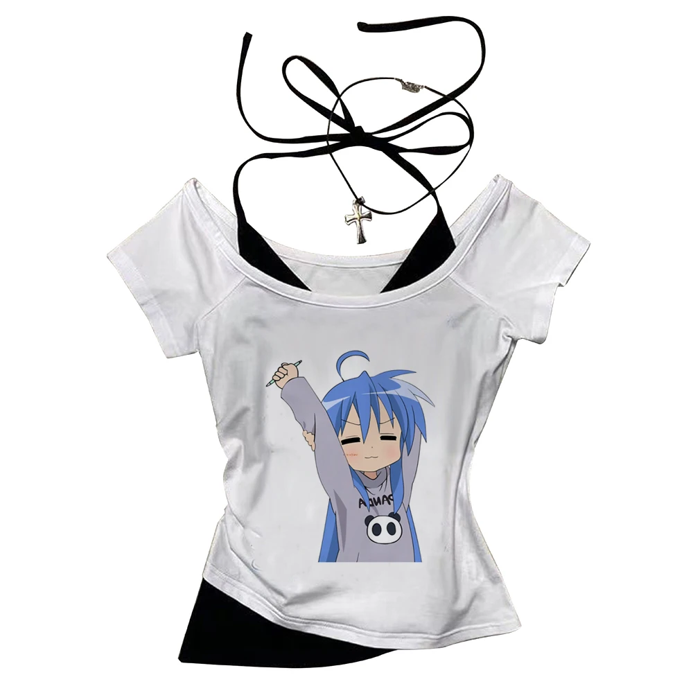 Lucky Star Otaku cropped top shoujo anime y2k graphic clearance sales top tees alternative  cheap streetwear meme scene
