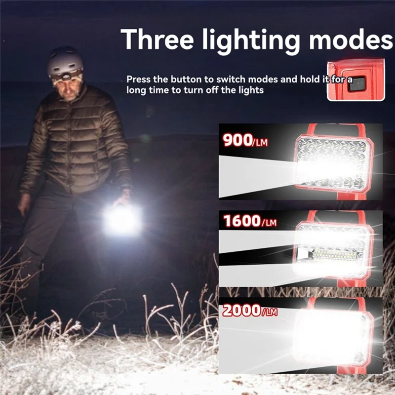 CQMF-For M18 18V 18W ضوء العمل LED المحمول - 2000LM USB قابل لإعادة الشحن لإضاءة موقع العمل في الهواء الطلق