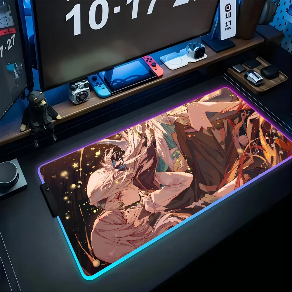 Firefly Honkai Star Rail  Mousepad XXL RGB Gaming Mouse Pads HD Black Gamer Accessories Large LED