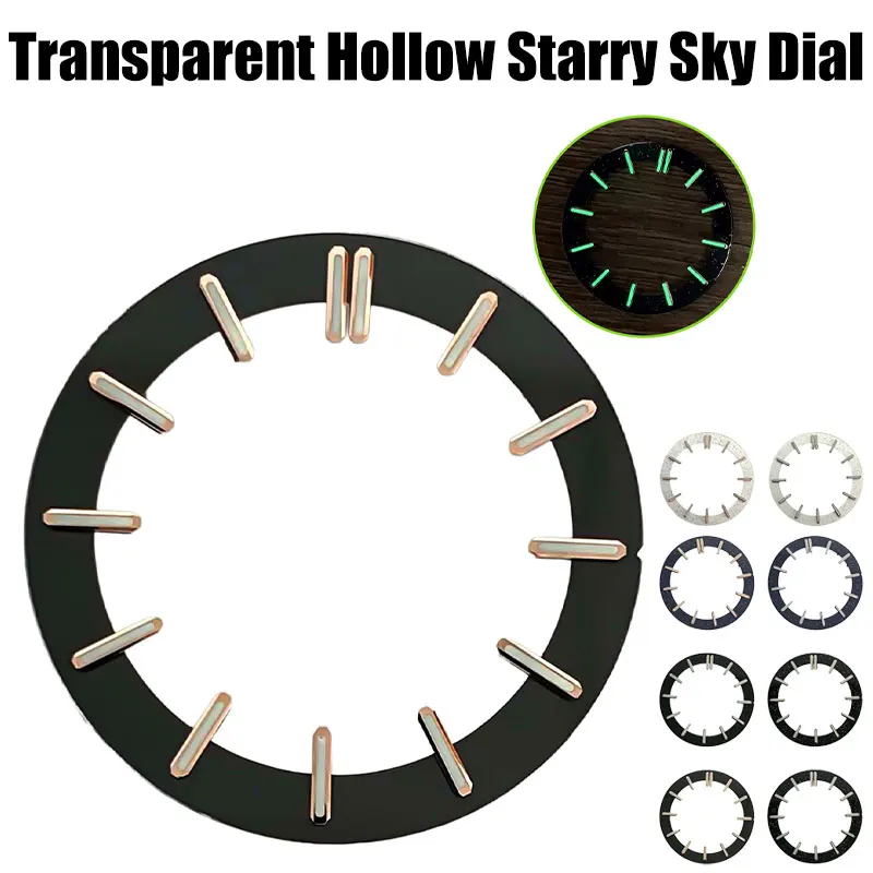 Diameter 31.8mm Black White Transparent Skeleton Watch Dial Face Fit NH35 NH36 NH38 NH70 NH71 NH72 Automatic Movement Watch Part